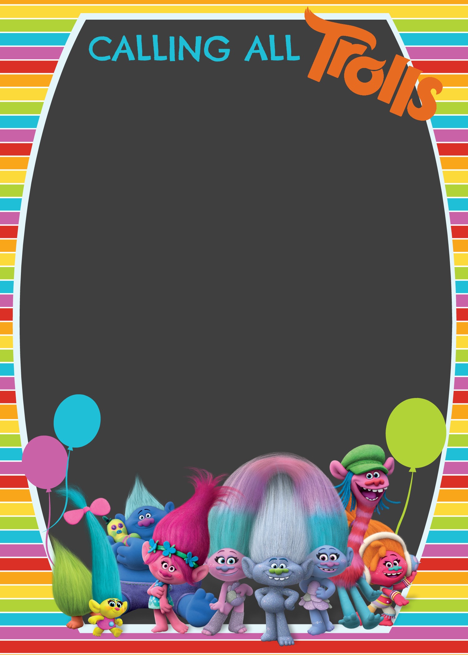 FREE Trolls Digital Invitation | How To Make With PicMonkey, Template Included | Ellierosepartydesigns.com