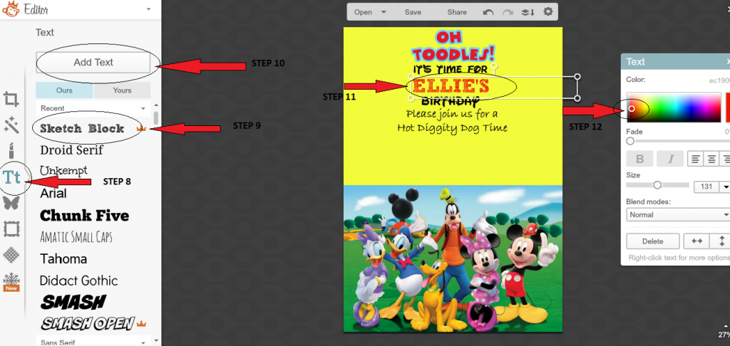 How to make a Mickey mouse digital invitation with Picmonkey 3