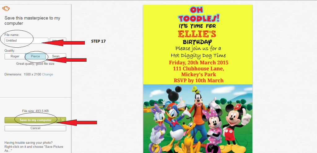 How to make a Mickey mouse digital invitation with Picmonkey 5