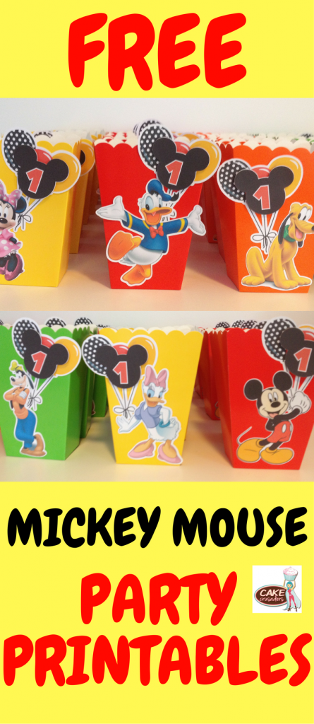 Free Mickey Mouse popcorn box favor printables