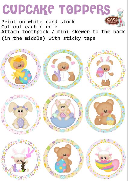 Free Easter cupcake topper printables