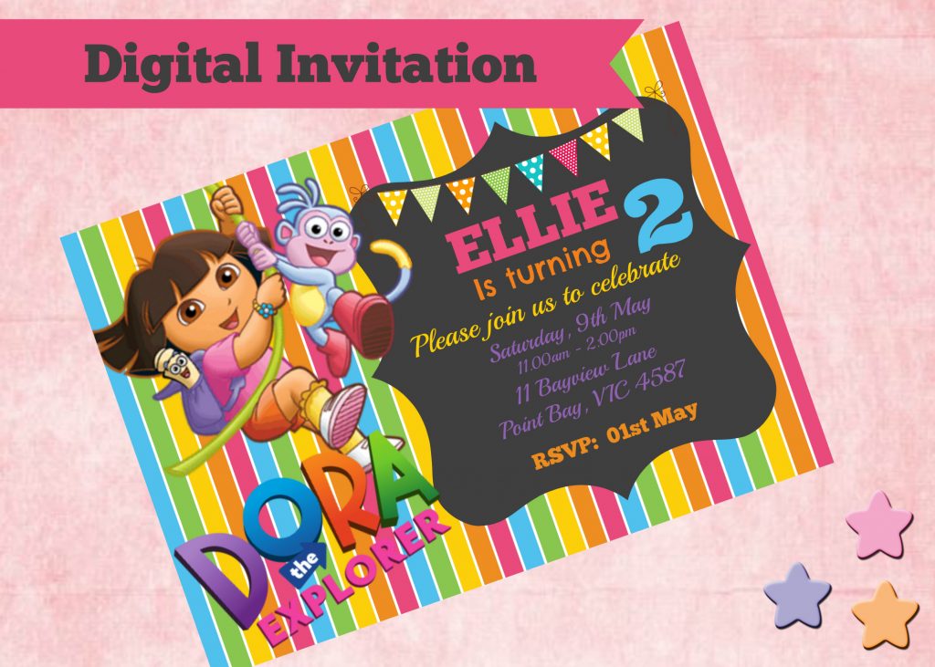 How to make Dora the Explorer digital invitation