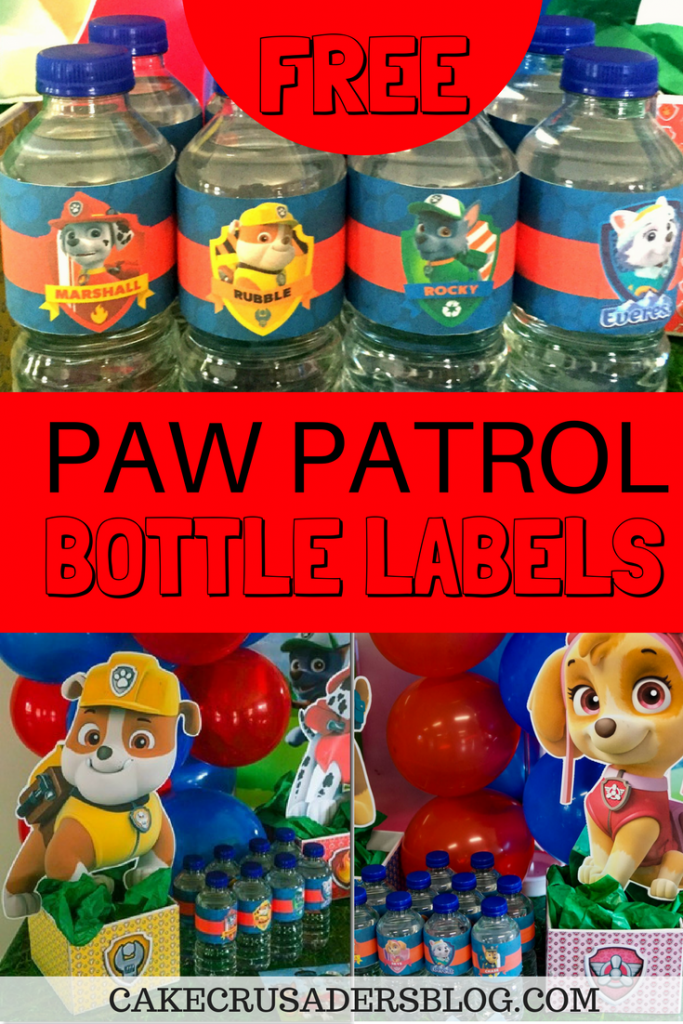 FREE Paw Patrol Water Bottle Labels