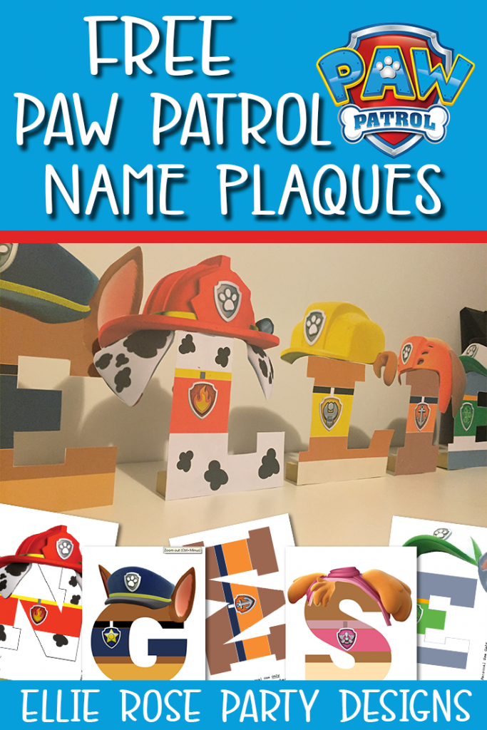 FREE PAW PATROL NAME PLAQUE